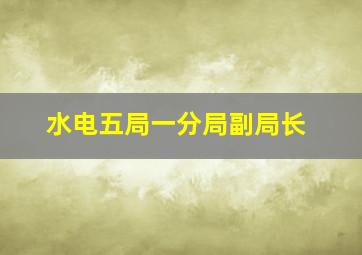 水电五局一分局副局长