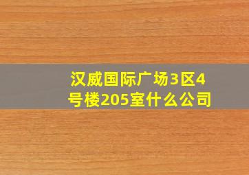 汉威国际广场3区4号楼205室什么公司