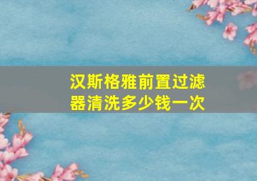 汉斯格雅前置过滤器清洗多少钱一次