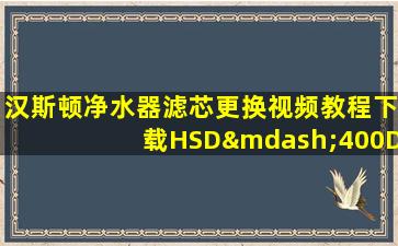 汉斯顿净水器滤芯更换视频教程下载HSD—400DK