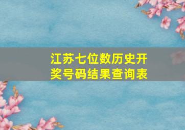 江苏七位数历史开奖号码结果查询表