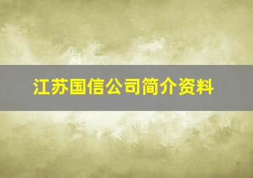 江苏国信公司简介资料