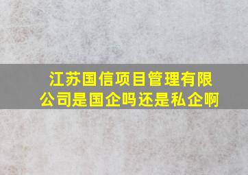 江苏国信项目管理有限公司是国企吗还是私企啊