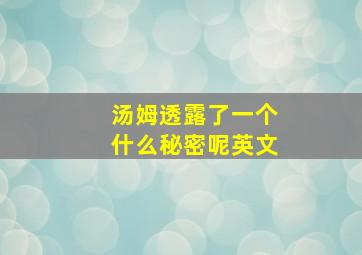 汤姆透露了一个什么秘密呢英文