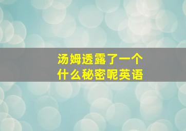 汤姆透露了一个什么秘密呢英语