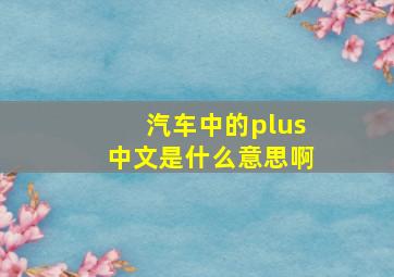 汽车中的plus中文是什么意思啊