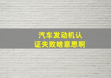 汽车发动机认证失败啥意思啊