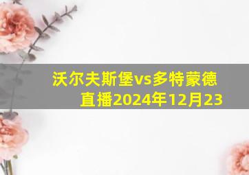 沃尔夫斯堡vs多特蒙德直播2024年12月23