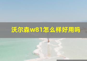 沃尔森w81怎么样好用吗