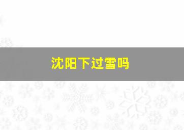 沈阳下过雪吗