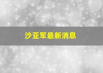 沙亚军最新消息