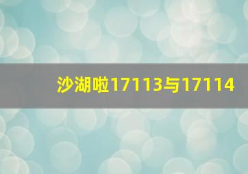 沙湖啦17113与17114