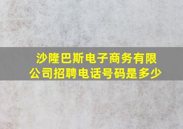 沙隆巴斯电子商务有限公司招聘电话号码是多少