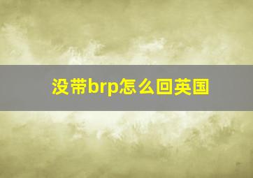 没带brp怎么回英国