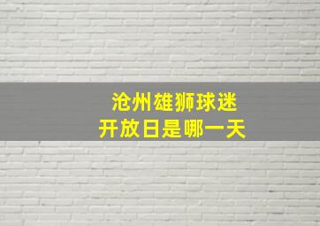 沧州雄狮球迷开放日是哪一天