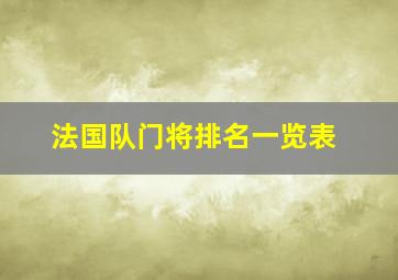 法国队门将排名一览表