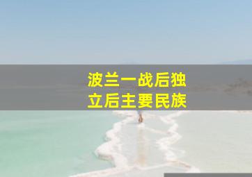 波兰一战后独立后主要民族