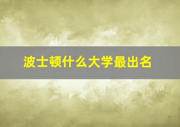 波士顿什么大学最出名