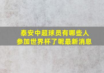 泰安中超球员有哪些人参加世界杯了呢最新消息