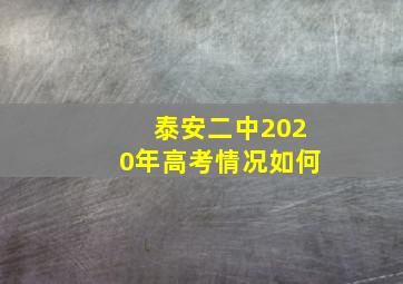 泰安二中2020年高考情况如何