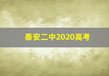 泰安二中2020高考