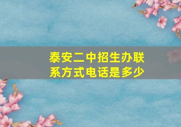 泰安二中招生办联系方式电话是多少