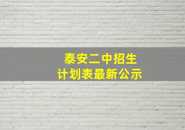 泰安二中招生计划表最新公示