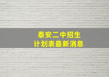 泰安二中招生计划表最新消息