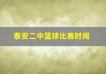 泰安二中篮球比赛时间