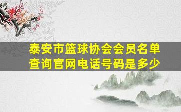 泰安市篮球协会会员名单查询官网电话号码是多少