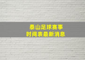 泰山足球赛事时间表最新消息