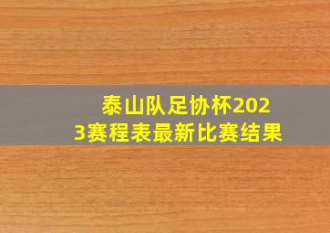 泰山队足协杯2023赛程表最新比赛结果