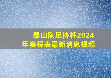 泰山队足协杯2024年赛程表最新消息视频