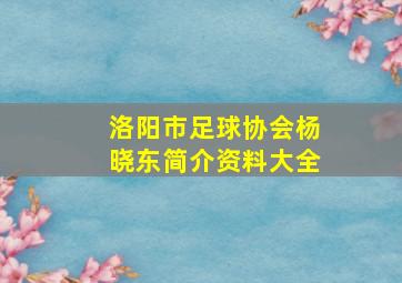 洛阳市足球协会杨晓东简介资料大全