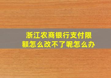 浙江农商银行支付限额怎么改不了呢怎么办