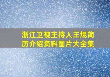 浙江卫视主持人王焜简历介绍资料图片大全集