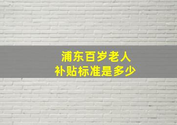 浦东百岁老人补贴标准是多少