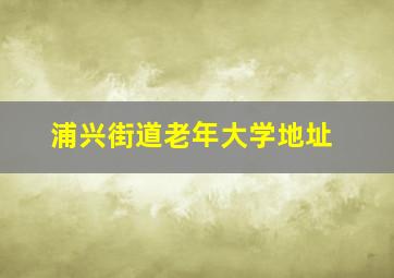 浦兴街道老年大学地址