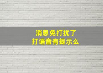 消息免打扰了打语音有提示么