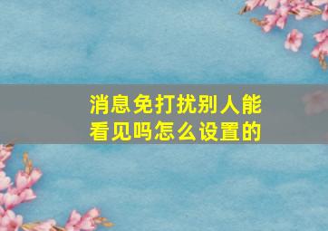 消息免打扰别人能看见吗怎么设置的