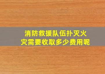 消防救援队伍扑灭火灾需要收取多少费用呢