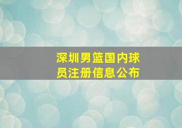 深圳男篮国内球员注册信息公布