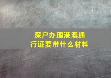 深户办理港澳通行证要带什么材料