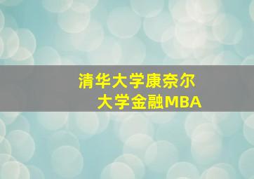 清华大学康奈尔大学金融MBA