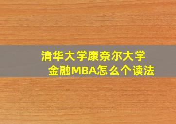 清华大学康奈尔大学金融MBA怎么个读法