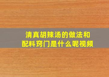 清真胡辣汤的做法和配料窍门是什么呢视频