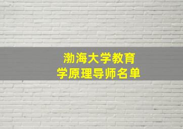 渤海大学教育学原理导师名单