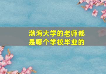 渤海大学的老师都是哪个学校毕业的