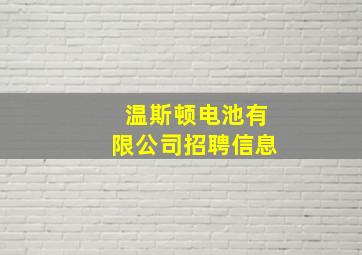 温斯顿电池有限公司招聘信息