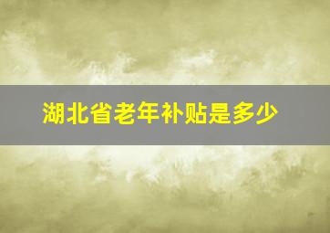 湖北省老年补贴是多少